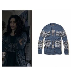 Hollister Tribal Aztec Boyfriend Sweater Cardigan XS Shameless Emmy Rossum Brown